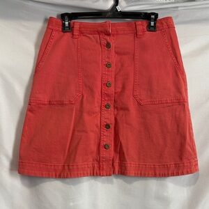 Pilcro Red Button-Front Mini Skirt